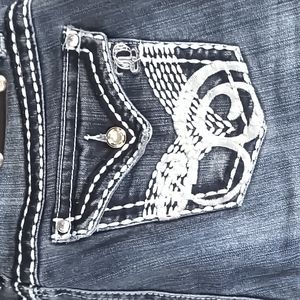 Down East boot cut jeans with stitching and rhinestone accents size 14
